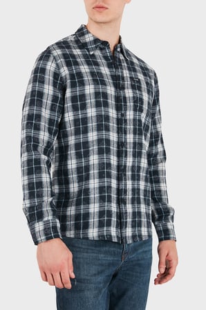 Guess Ocean Coast Kareli Logolu Klasik Yaka Göğüs Cep Detaylı Gömlek M6BH59W4572 Erkek GÖMLEK M6BH59 W4572 F73J LACİVERT