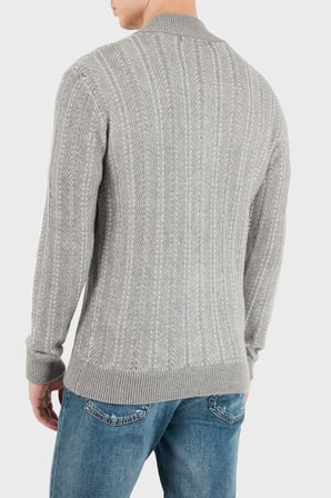 Guess Nash Herringbone Yün Karışımlı Dik Yaka Fermuarlı Kazak M6BR17Z1365 Erkek KAZAK M6BR17 Z1365 FMKX GRİ