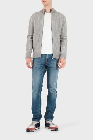 Guess Nash Herringbone Yün Karışımlı Dik Yaka Fermuarlı Kazak M6BR17Z1365 Erkek KAZAK M6BR17 Z1365 FMKX GRİ