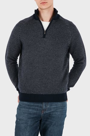 Guess Nico Yün Karışımlı Yarım Fermuarlı Dik Yaka Kazak M6BR20Z1370 Erkek KAZAK M6BR20 Z1370 FMKY LACİVERT