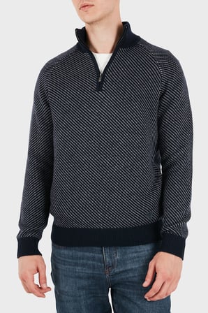 Guess Nico Yün Karışımlı Yarım Fermuarlı Dik Yaka Kazak M6BR20Z1370 Erkek KAZAK M6BR20 Z1370 FMKY LACİVERT