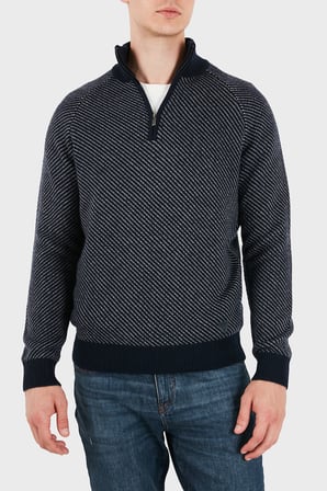 Guess Nico Yün Karışımlı Yarım Fermuarlı Dik Yaka Kazak M6BR20Z1370 Erkek KAZAK M6BR20 Z1370 FMKY LACİVERT