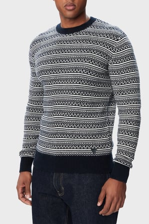 Guess Niklas Cn Ls Jacquard Jakarlı Yün Karışımlı Bisiklet Yaka Kazak M6BR21Z1371 Erkek KAZAK M6BR21 Z1371 FMKU SİYAH