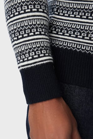 Guess Niklas Cn Ls Jacquard Jakarlı Yün Karışımlı Bisiklet Yaka Kazak M6BR21Z1371 Erkek KAZAK M6BR21 Z1371 FMKU SİYAH