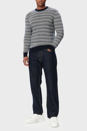 Guess Niklas Cn Ls Jacquard Jakarlı Yün Karışımlı Bisiklet Yaka Kazak M6BR21Z1371 Erkek KAZAK M6BR21 Z1371 FMKU SİYAH