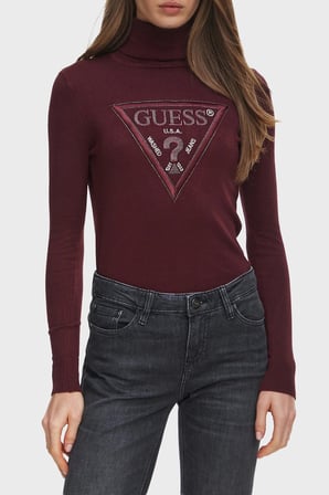 Guess Ls Tn Hallie Triangle Logolu Regular Fit Balıkçı Yaka Kazak W6BR54Z1455 Kadın KAZAK W6BR54 Z1455 G596 BORDO
