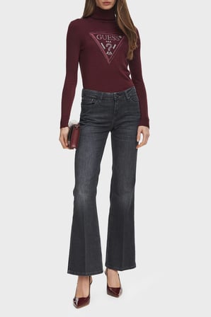 Guess Ls Tn Hallie Triangle Logolu Regular Fit Balıkçı Yaka Kazak W6BR54Z1455 Kadın KAZAK W6BR54 Z1455 G596 BORDO