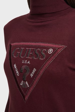 Guess Ls Tn Hallie Triangle Logolu Regular Fit Balıkçı Yaka Kazak W6BR54Z1455 Kadın KAZAK W6BR54 Z1455 G596 BORDO