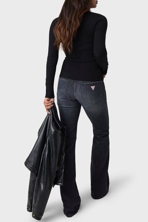 Guess Ls Tn Ellie Slim Fit Balıkçı Yaka Fittilli Kazak W6BR29Z1417 Kadın KAZAK W6BR29 Z1417 JBLK SİYAH