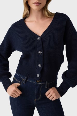 Guess Ls Vn Faith Cardi Pamuklu V Yaka Düğmeli Kazak W6BR28Z1410 Kadın KAZAK W6BR28 Z1410 G7V2 LACİVERT