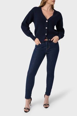 Guess Ls Vn Faith Cardi Pamuklu V Yaka Düğmeli Kazak W6BR28Z1410 Kadın KAZAK W6BR28 Z1410 G7V2 LACİVERT