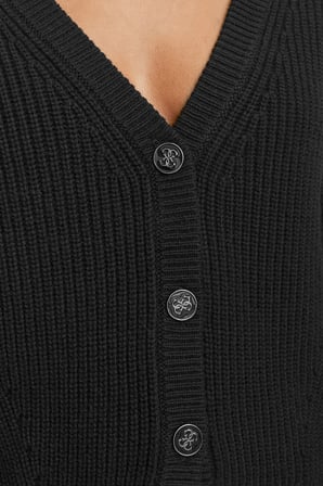 Guess Ls Vn Faith Cardi Pamuklu V Yaka Düğmeli Kazak W6BR28Z1410 Kadın KAZAK W6BR28 Z1410 JBLK SİYAH