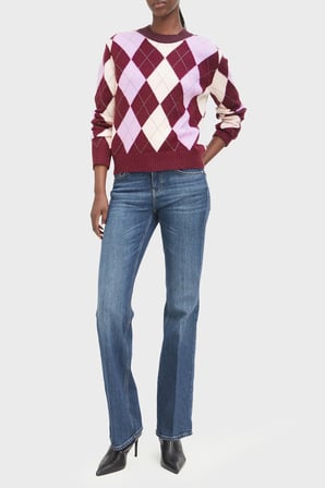 Guess Ls Cn Gracie Argyle Ekoseli Bisiklet Yaka Kazak W6BR48Z1447 Kadın KAZAK W6BR48 Z1447 F5YP BORDO