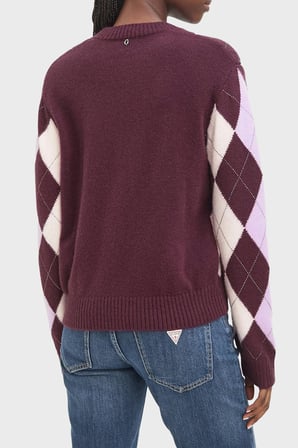Guess Ls Cn Gracie Argyle Ekoseli Bisiklet Yaka Kazak W6BR48Z1447 Kadın KAZAK W6BR48 Z1447 F5YP BORDO