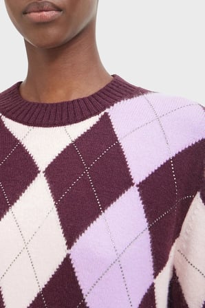 Guess Ls Cn Gracie Argyle Ekoseli Bisiklet Yaka Kazak W6BR48Z1447 Kadın KAZAK W6BR48 Z1447 F5YP BORDO