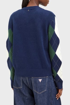 Guess Ls Cn Gracie Argyle Ekoseli Bisiklet Yaka Kazak W6BR48Z1447 Kadın KAZAK W6BR48 Z1447 F5YX LACİVERT