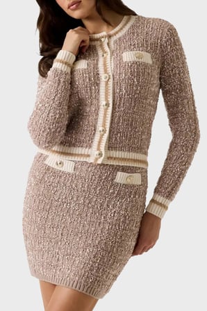 Guess Ls Cn Aomori Cardi Slim Fit Bisiklet Yaka Düğmeli Kazak Kadın KAZAK W6BR75 Z1764 G1G2 BEJ