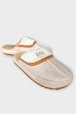 İçi Peluş Ses Yapmaz Eva Taban Kadın EvTerliği BEJ