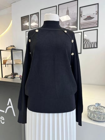 Nuss Düğme Detaylı Triko Tunik