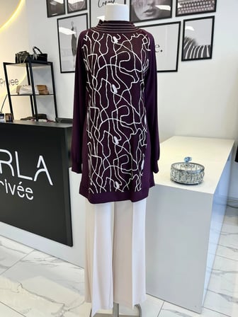 Orhan Store Desenli Bordo Tunik
