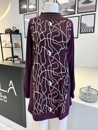 Orhan Store Desenli Bordo Tunik