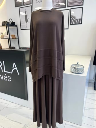 Nurcan Çetin Nervürlü Kahve Pantolon Takım