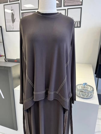 Nurcan Çetin Spor Dikişli Kahve Elbise