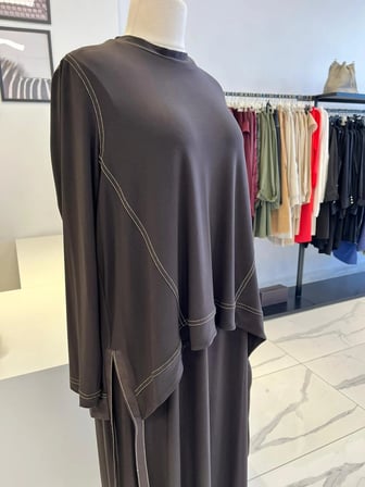 Nurcan Çetin Spor Dikişli Kahve Elbise