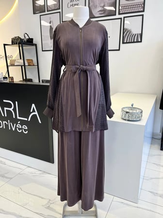 Nurcan Çetin Fermuarlı Kuşaklı Pantolon Takım