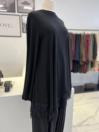 Nurcan Çetin Dantel Detaylı Şalvar Pantolon Takım