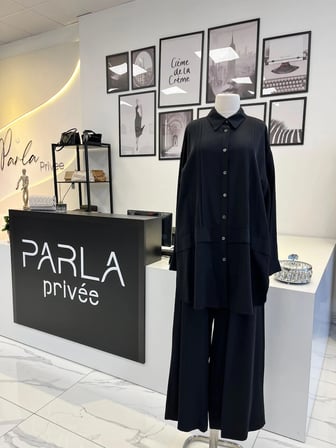 Nurcan Çetin Büyük Beden Siyah Gömlek & Pantolon Takım