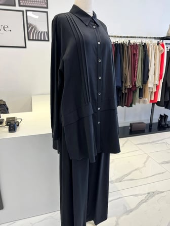 Nurcan Çetin Büyük Beden Siyah Gömlek & Pantolon Takım