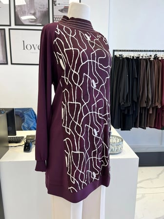 Orhan Store Desenli Bordo Tunik