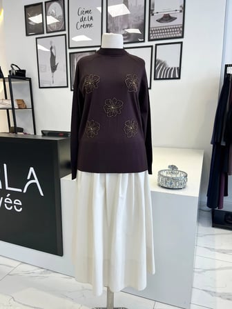 Nuss Çiçek İşlemeli Triko Tunik
