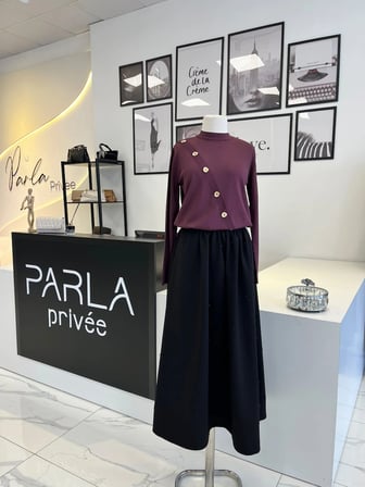 Nuss Düğme Detaylı Bordo Triko Tunik