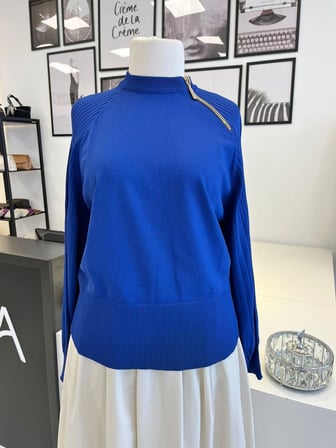 Nuss Fermuar Detaylı Saks Tunik