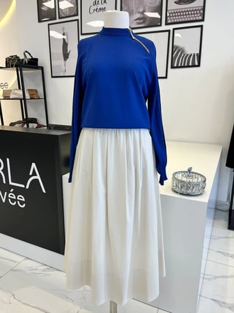 Nuss Fermuar Detaylı Saks Tunik
