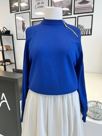 Nuss Fermuar Detaylı Saks Tunik