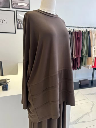 Nurcan Çetin Nervürlü Kahve Pantolon Takım