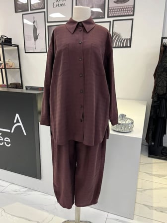 Nuss Kendinden Çizgili Gömlek & Pantolon Takım