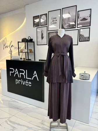 Nurcan Çetin Fermuarlı Kuşaklı Pantolon Takım