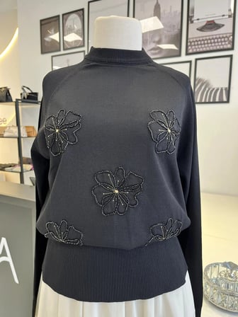 Nuss Çiçek İşlemeli Triko Tunik