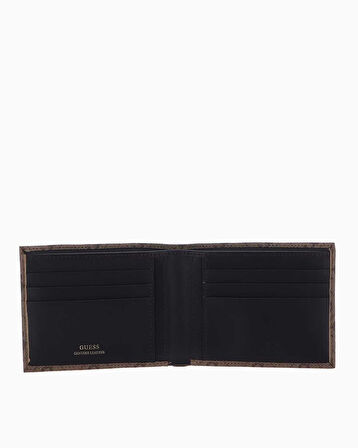 Guess Mito Leather Flat Billfold Monogram Cüzdan