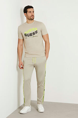 Erkek Guess Önde Logo T-Shirt  Bej / Siyah  | S