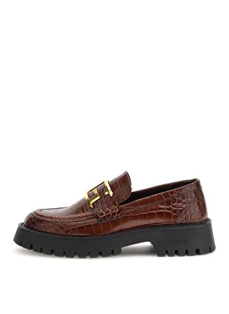 Guess Kahve Erkek Loafer MOCASSIN CROCO