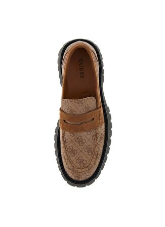 Guess Kahve - Bej Erkek Loafer MOCASSIN 4G