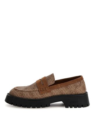 Guess Kahve - Bej Erkek Loafer MOCASSIN 4G