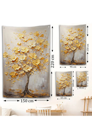 Sarı Çiçekli Ağaç Duvar Örtüsü-7624
