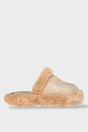 Peluş Detaylı Kadın Ev Terliği BEJ