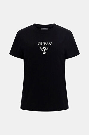Kadın COLETTE Önü Logolu Stretch T-Shirt - Siyah  | M